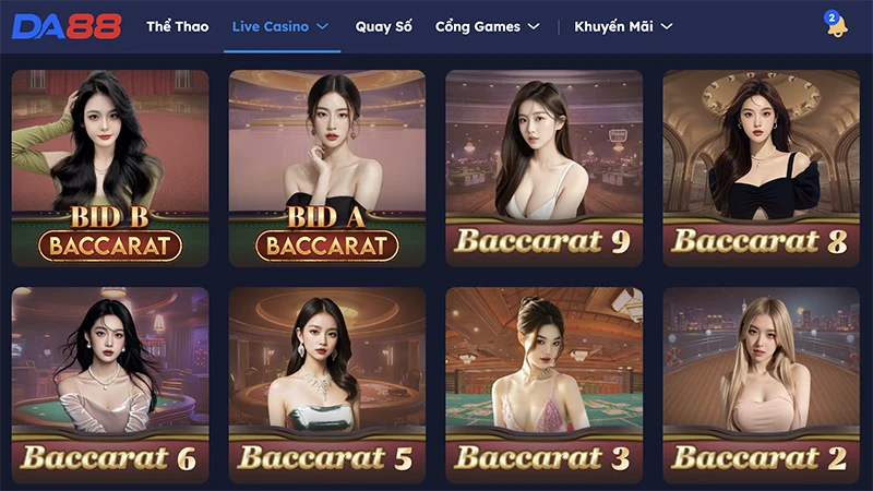 Trang chủ đăng ký và tải App nhà cái DA88 Sảnh Baccarat Da88